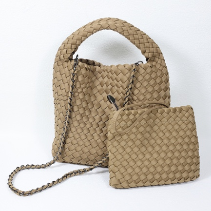 HandmadeNeoprene Woven Tote Bag With Clutch Purse (S size)