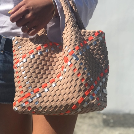 HandmadeNeoprene Woven Tote Bag With Clutch Purse (S size)